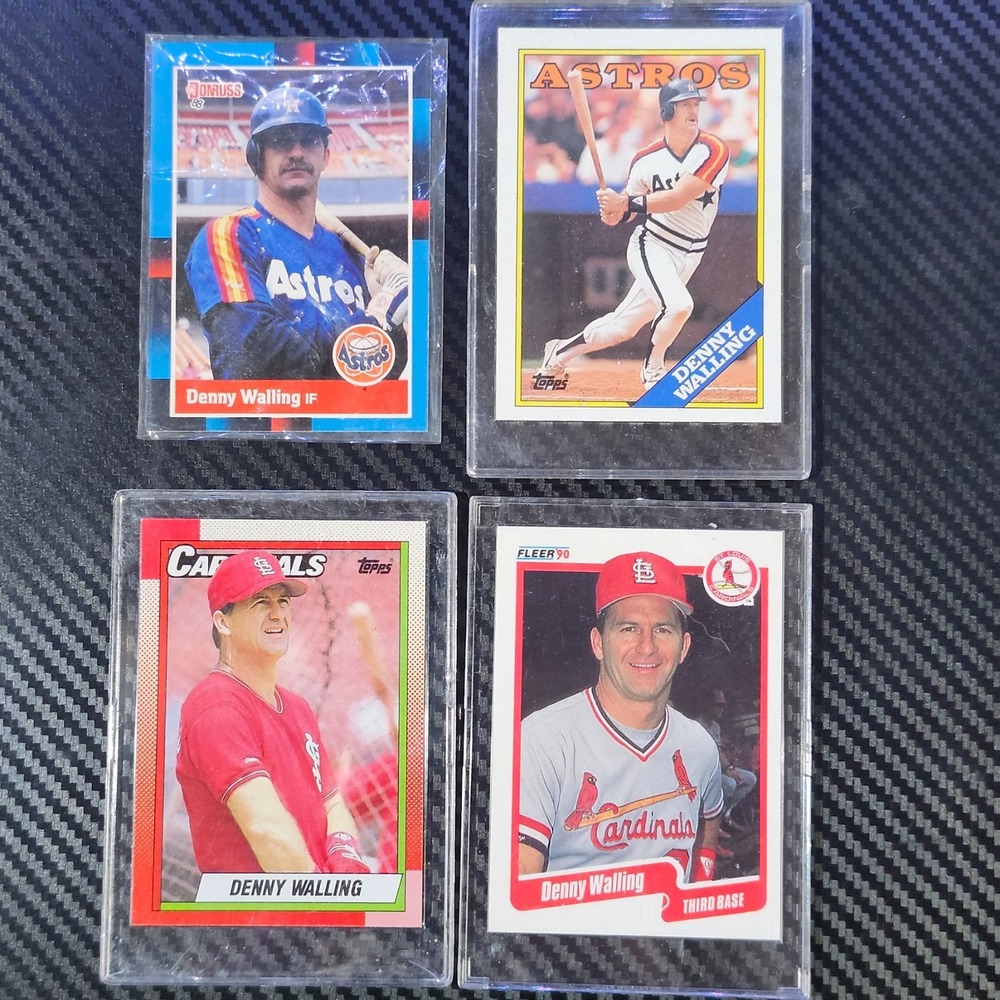 Lot of (4) Denny Walling Cards - '88 Donruss + Topps '90 Topps + Fleer